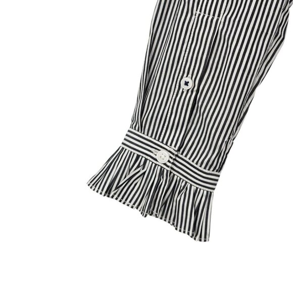 J. Crew Womens 0 Ruffle Classic Fit Washed Cotton Poplin Shirt in Stipe - Picture 6 of 13